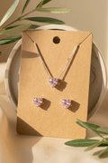 Pink Heart Necklace & Earrings Set