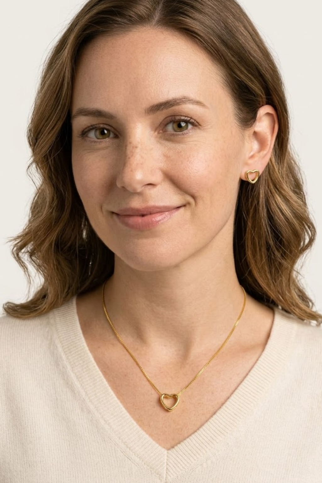 Open Heart Necklace & Earrings Set
