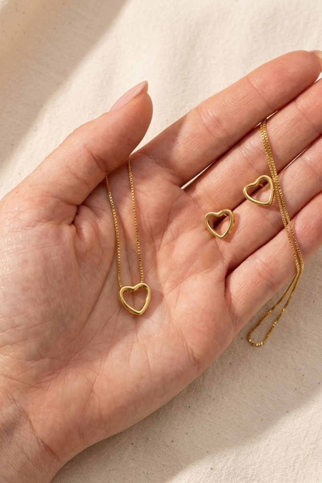 Open Heart Necklace & Earrings Set