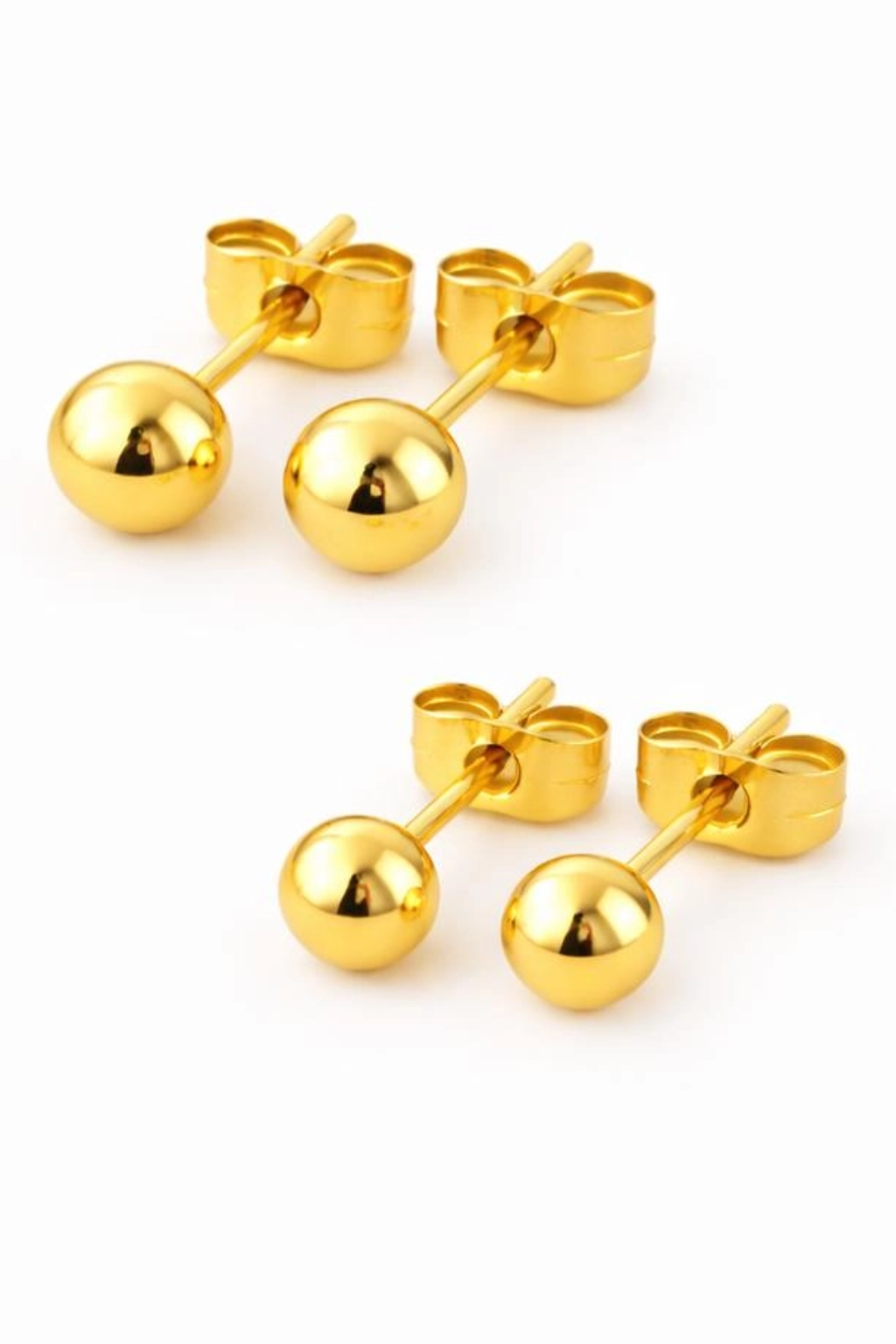 ZENVY Golden Ball Stud Earrings