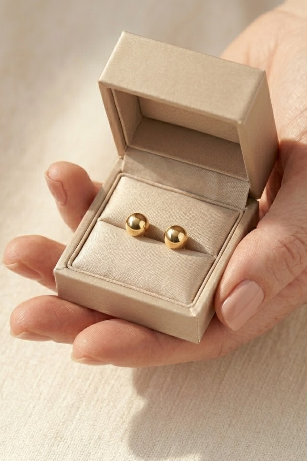 ZENVY Golden Ball Stud Earrings