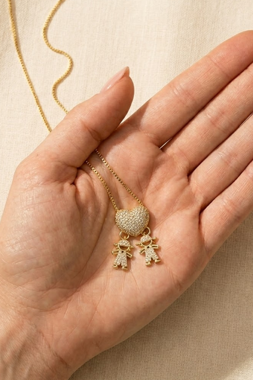 Heart Necklace with Children